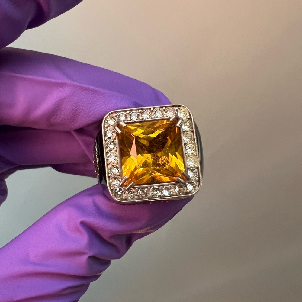 Gucci Gold and Silver Square Gemstone Ring
